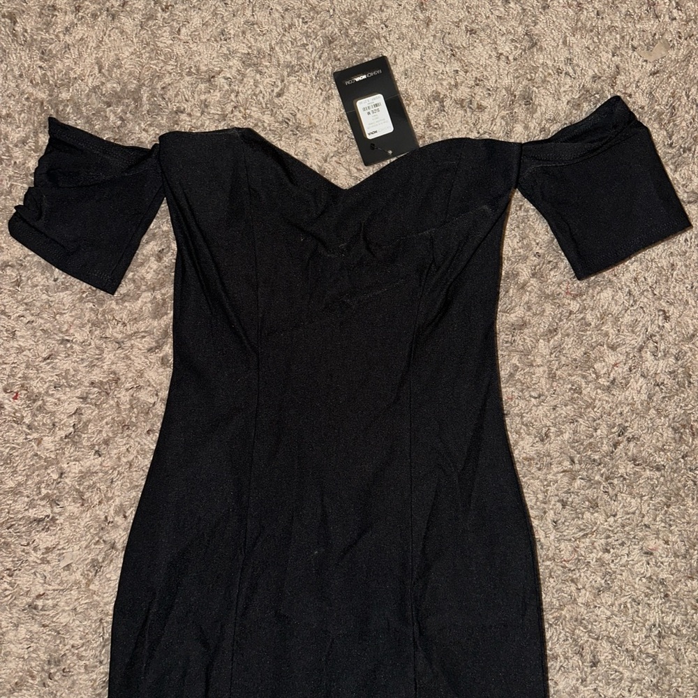 Fashion Nova Black Off-Shoulder Mini Dress